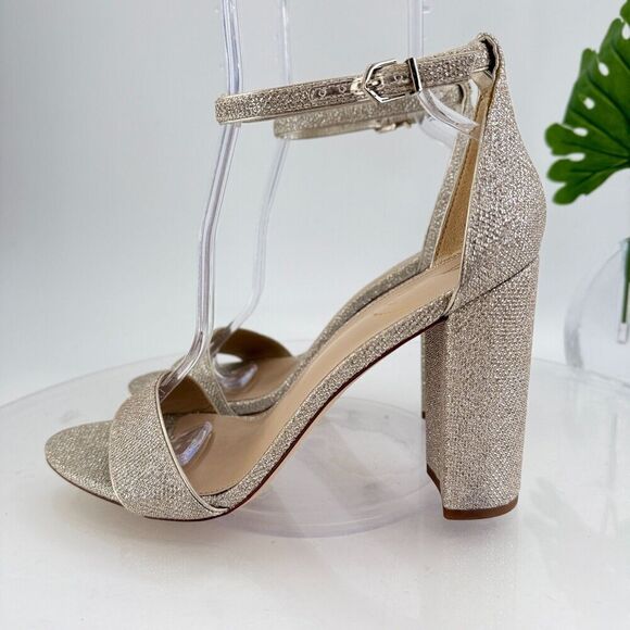 Sam Edelman Womens Yaro Sandals Ankle Strap Block Heel Gold Shimmer Size 10 Prom - Picture 6 of 16